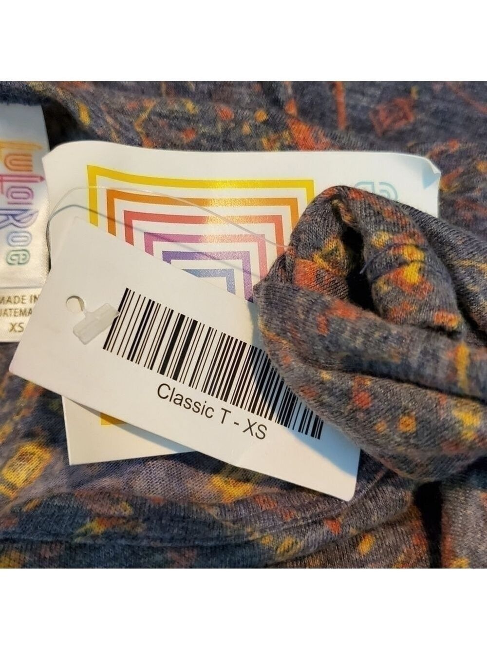 NWT Lularoe Classic T, red/yellow/gray geometric design, size XS - Picture 5 of 6